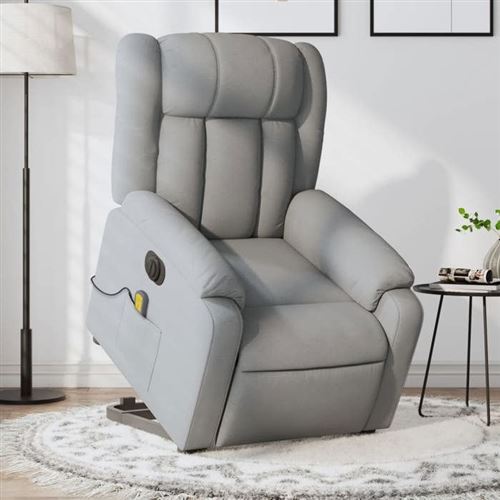 VIDAXL - Fauteuil de relaxation - Électrique - Inclinable - Massage - Gris Clair - Image 2