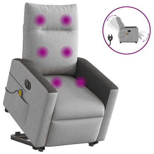 Non Communiqué Gris Vidaxl Fauteuil De Relaxation, Massage, Inclinable Électrique Réglable Tissu Wolk