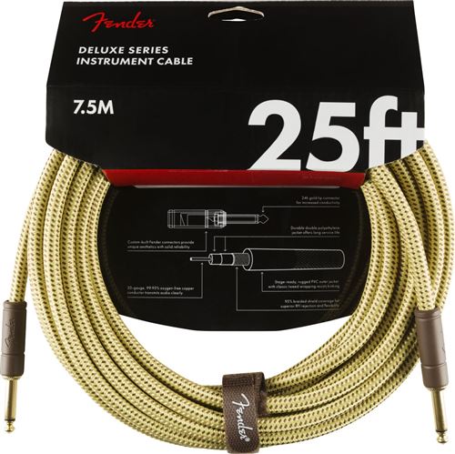 Câble jack Fender Deluxe Series Instrument, droit, Tweed - 7,5m