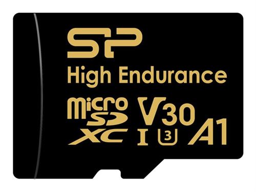 SILICON POWER Golden Series - High Endurance carte mémoire flash (adaptateur microSDXC vers SD inclus(e)) - 256 Go - A1 / Video Class V30 / UHS-I U3 / Class10 - microSDXC UHS-I U3