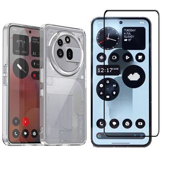 Pack coque transparente en TPU et protection écran complet vitre full cover noir en verre trempé pour Nothing Phone 3A Pro 5G - XEPTIO - 1