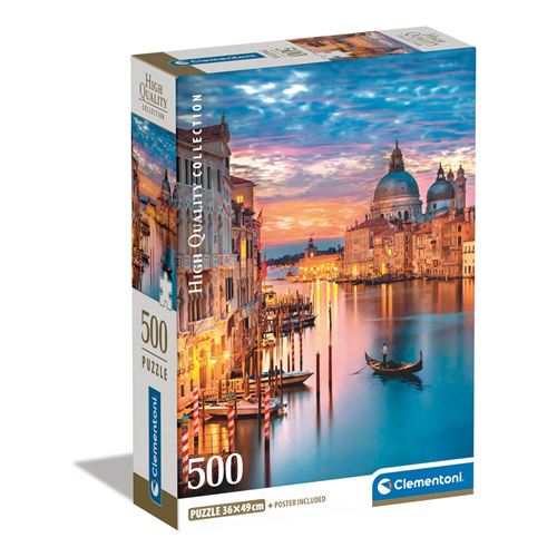 Puzzle 500 Pièces + Poster : Venise Illuminé Clementoni
