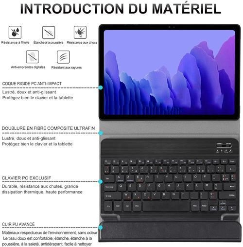 Clavier pour tablette GENERIQUE Clavier HSMY Bluetooth sans Fil Français  AZERTY + Support tablette, Compatible avec Système Android/iOS -  Noir&Blanc