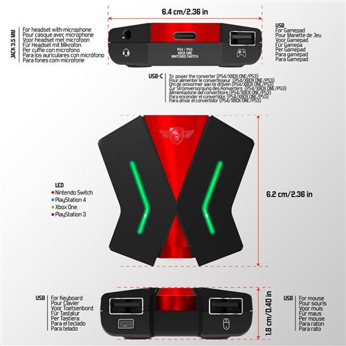 Acheter Vogek PS4 jeu clavier souris convertisseur pour Xbox One G6L RGB  contrôleur de jeu adaptateur pour Switch P3 Console de jeu manette