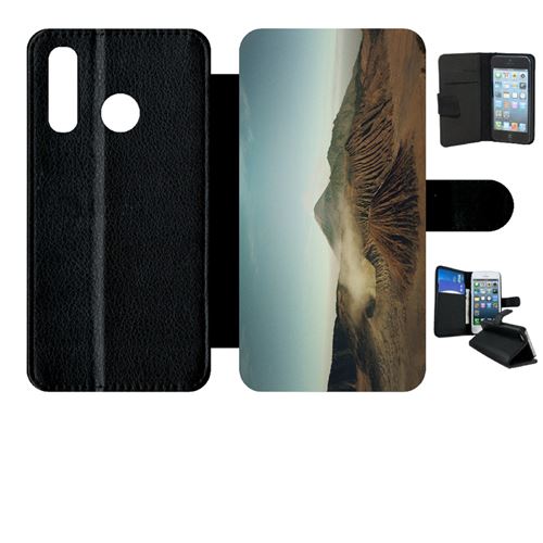 Etui My-Kase pour P30 lite - montagne avec volcans desert - Simili-cuir Noir