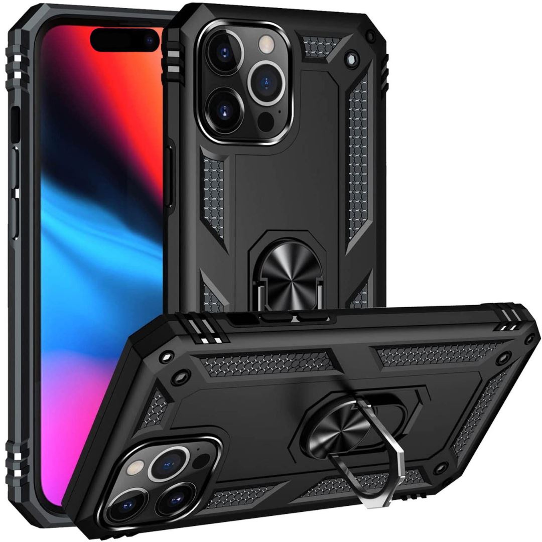 NALIA Coque Anneau Pour IPhone X/XS - Support 360° & Pour Support Aimanté - GRIP360 (Housse Silicone Mat) - Marque Allemande, Couleur:Noir