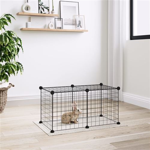 Meilleurs prix pour vidaXL Cage Animaux de Compagnie à 8 Panneaux Noir 35x35 cm Acier Enclos 3114049