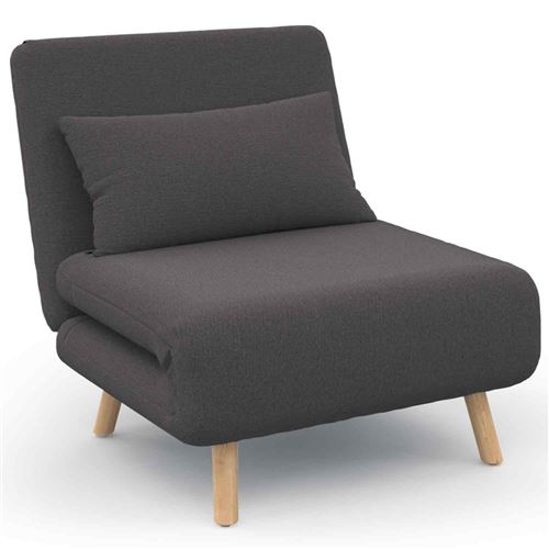 Non Communiqué Gris Anthracite Fauteuil Convertible Romeo Lit D'appoint 1 Place 80X190 Cm Tissu