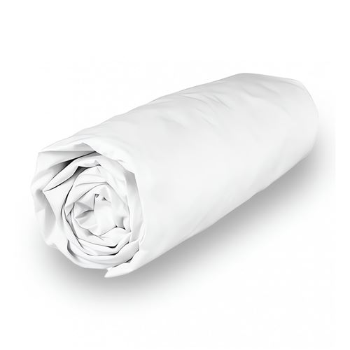 Drap housse en coton 200x200 cm PERCALE blanc, par Soleil d'ocre