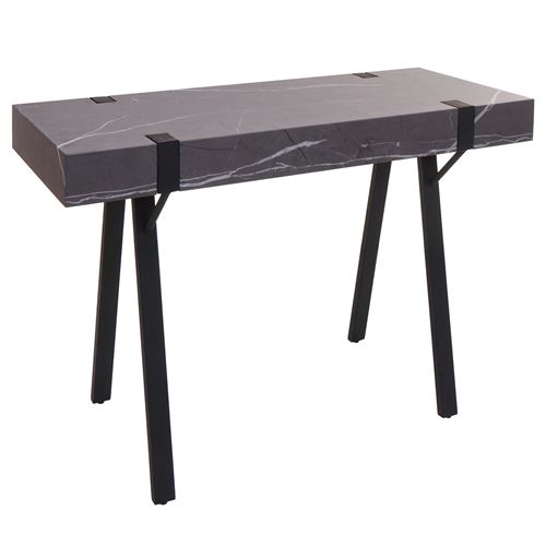 Mendler Gris Table Console Hwc-L54 Métal 75X100x40cm Aspect Marbre - Image 3