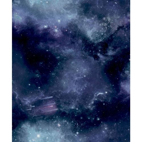 Noordwand Papier peint Good Vibes Galaxy with Stars Noir et violet