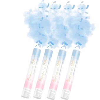 Lot de 4 Canons à Poudre Gender Reveal Rose (Fille) 30 cm - Lanceur à poudre pour Baby Shower et Gender Reveal, Prise en Main facile, idéal pour la