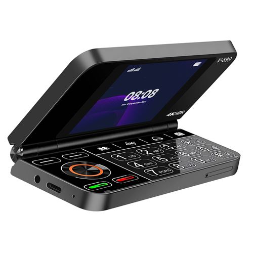 Téléphone Portable pliable 2G Double écran double SIM Batterie 1350mAh Avizar Noir
