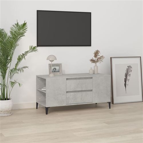 VIDAXL - Meuble TV - Gris béton - 102x44,5x50 cm - Image 2