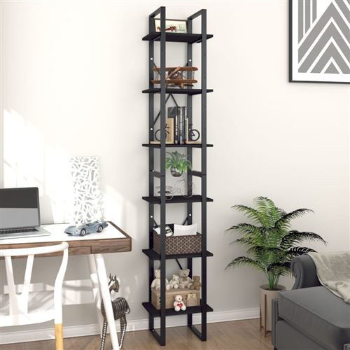 vidaXL Bibliothèque à 6 niveaux Noir 40x30x210 cm Aggloméré