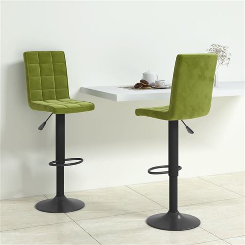 Vidaxl Vert/Clair Lot De 2 Tabourets De Bar, Chaise De Pub, Siège De Bistrot, Meuble De Salle À Manger Cuisine Salon Maison Intérieur, Velours 335765 - Image 3