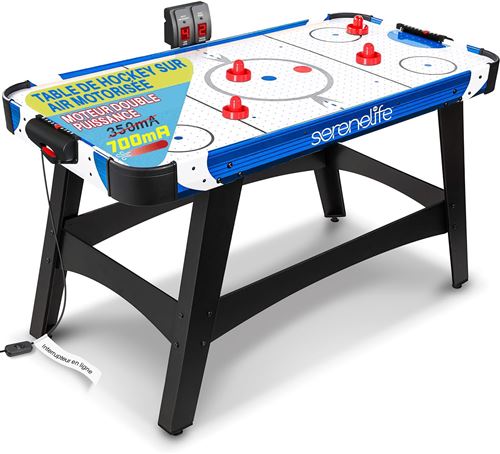 Table de air hockey - Serenelife - 147 cm - bord numérique à LED - moteur de ventilateur 12V