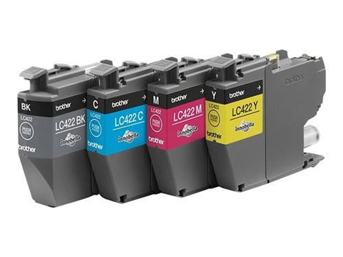 Pack de 4 Cartouches d'encre Brother LC422 Noir Jaune Cyan Magenta