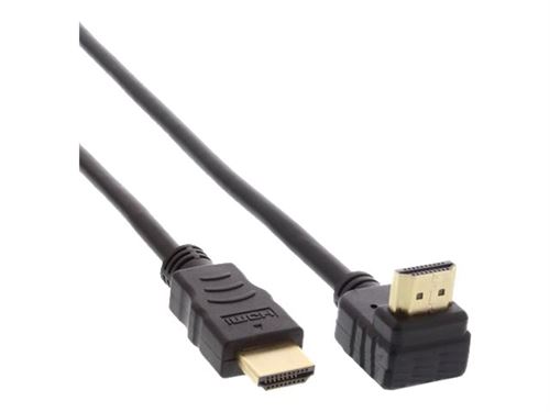 InLine High Speed - HDMI-kabel met ethernet - HDMI male naar HDMI male - 1.5 m - shielded twisted pair (STP) - zwart - 90° connector, 4K ondersteuning