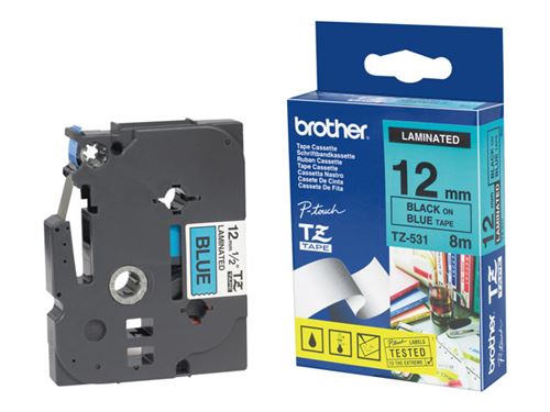 Brother - Rouleau (1,2 cm x 15,2 m) 1 cassette(s) ruban laminé - pour P-Touch PT-1010, 1080, 1090, 1230, 1290, 2030, 2100, 2430, 2730, 9700, 9800, PT-GL-200