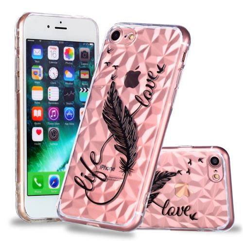 Coque en TPU motif diamant 3D stylo à plume pour votre Apple iPhone 8/7