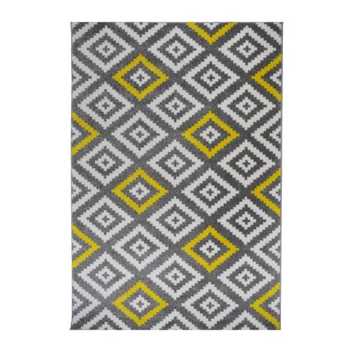 TAVLA Tapis de salon moderne - 120 x 160 cm - 100% polypropylene frisée - Jaune