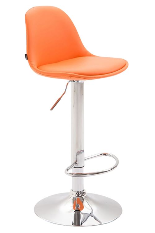 CLP Tabouret de bar Kiel assise et dossier rembourrés similicuir , Chrome/Orange