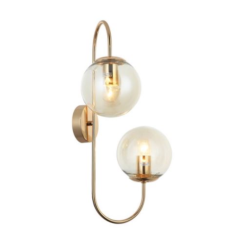 HOMEMANIA Lampe Murale Arredo - Applique - Or, Transparent en Métal, Verre, 37 x 22 x 58 cm, 2 x E27 , Max 40W