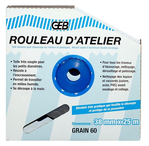 Rouleaux d'atelier (grain 120) - Rouleau 25 m x 38 mm