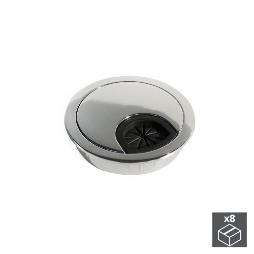 Lot de 8 passe-câbles Circum EMUCA D. 60 mm à encastrer en zamak finition chromé - 5070811