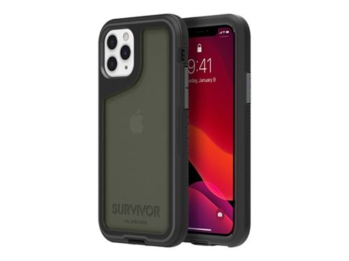 Griffin Survivor Extreme - Achterzijde behuizing voor mobiele telefoon - polycarbonaat - grijs, zwart, rook - voor Apple iPhone 11 Pro