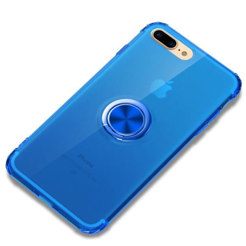 Coque en TPU support de bague en alliage de zinc bleu pour votre Apple iPhone 8 Plus/7 Plus 5.5 pouces