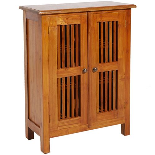 Meuble 2 portes persiennes bois Teck