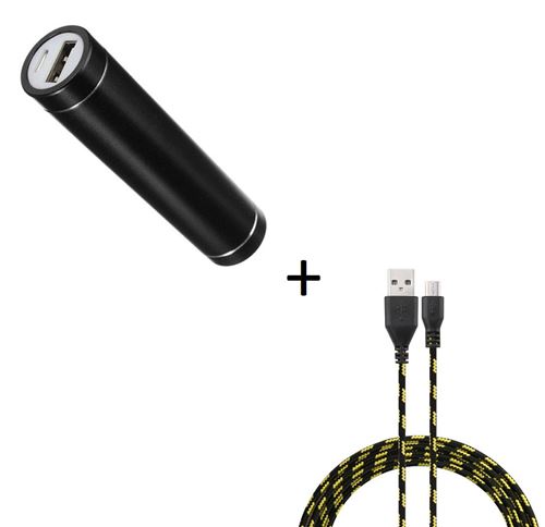 Pack Batterie pour HONOR 6X Smartphone Micro USB (Cable Tresse 3m + Batterie Chargeur Externe) Android 2600mAh (NOIR)