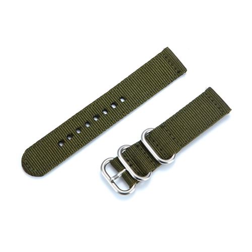 Bracelet en PU Toile à trois boucles 20 mm vert armé pour votre Garmin 245/Vivoactive 3/Venu/Vivomove HR