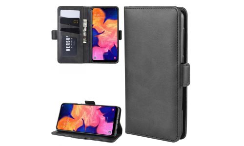Etui type portefeuille Galaxy A10 noir vintage