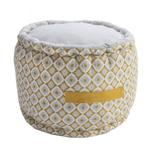 DEKO & CO - Pouf rond - Camelia - Ø 40x30cm - Jaune