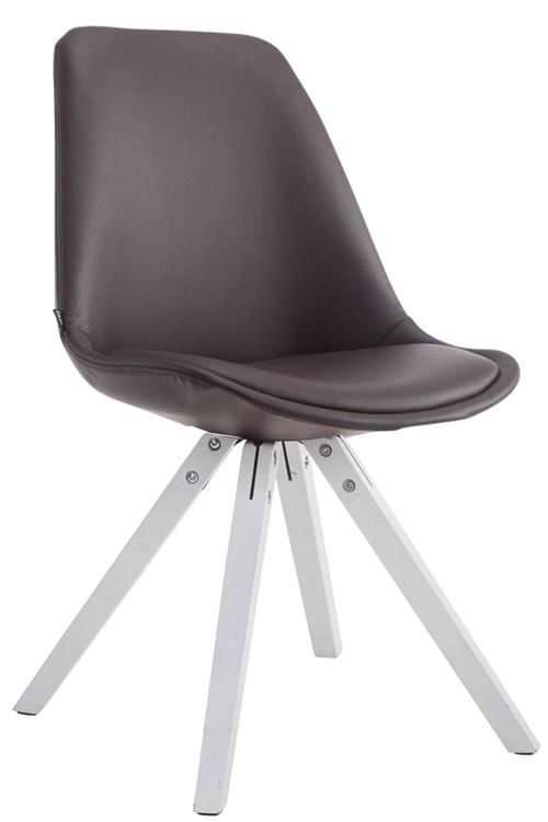 Chaise de salle à manger Laval pieds carrés en bois de chêne Blanc - Siège Marron