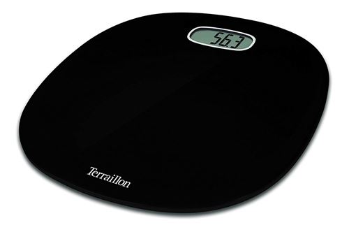 Terraillon Pèse Personne Électronique, Ultra-Plat, Marche/Arrêt Automatique, Grand Écran LCD, 160kg, Pop First, Noir