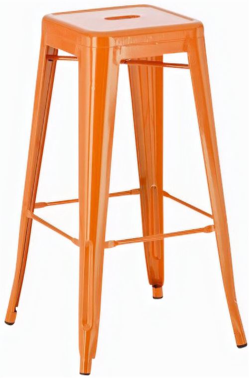 Tabouret de Bar Design Joshua en Métal / Chaise de Bar style industriel - Couleur Orange