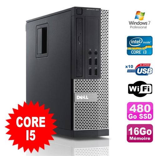 Pc dell optiplex 990 sff i5-2400 3.1ghz 16go disque 480go ssd dvd wifi w7 État correct -  reconditionné disponible sur Fnac