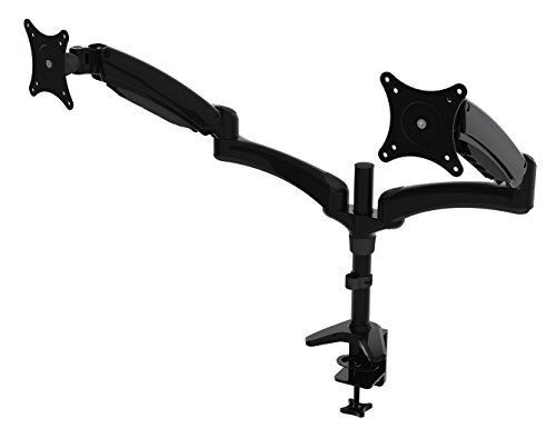 HFTEK® DS124D Noir Dual double Support de bureau pour e écran support de table pour moniteur desk mount bracket 15 27 pouces avec