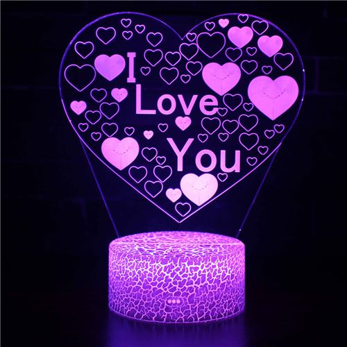 Stack Lampe 3D Tactile Veilleuses Enfant 7 Couleurs Avec Telecommande - L'amour #579