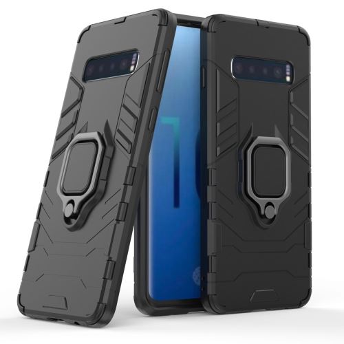 Coque en TPU finger ring kickstand hybride noir pour votre Samsung Galaxy S10