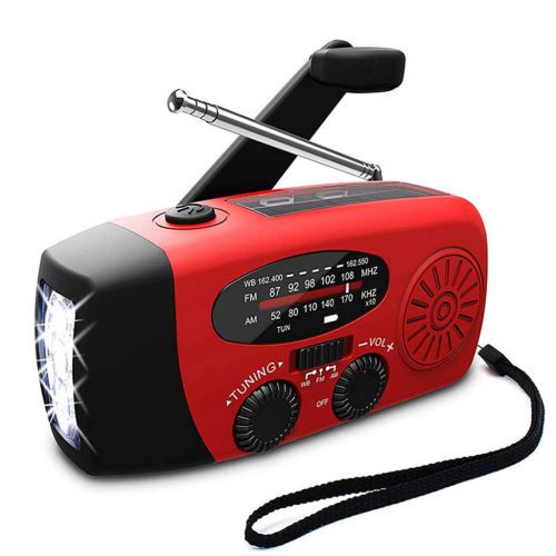 Solaire D'Urgence À Manivelle 1000Mah Puissance Led Lampe Torche + Radio Am / Fm BT1466