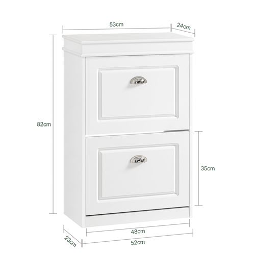 Meuble de Rangement à Chaussures Armoire à Chaussures Commode à Chaussures 2 abattants Meuble d'entrée Coffre Rangement pour Chaussures - Blanc,SoBuy® FSR78-W