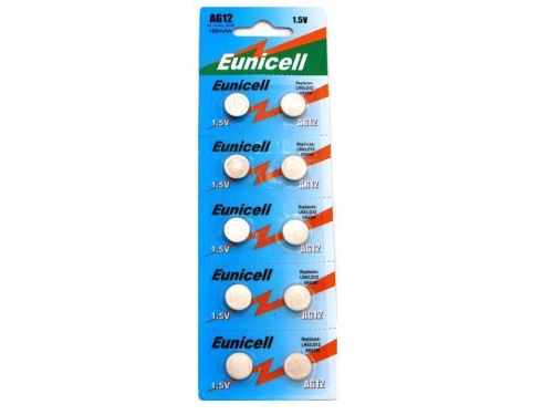 10 piles bouton alcalines EUNICELL AG12/LR43/LR43SW/LR1142 LR1142SW SR1142W de type 301/386