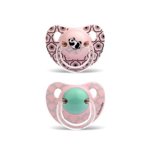 SUAVINEX 2 Sucettes Fille Physiologiques Silicone Panda + Branche +18m - Rose