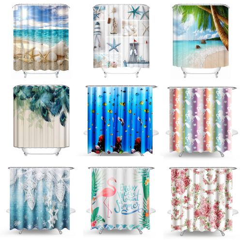 Salle de bain 180 * 180cm imperméable polyester rideau de douche Sunshine Beach salle de bain