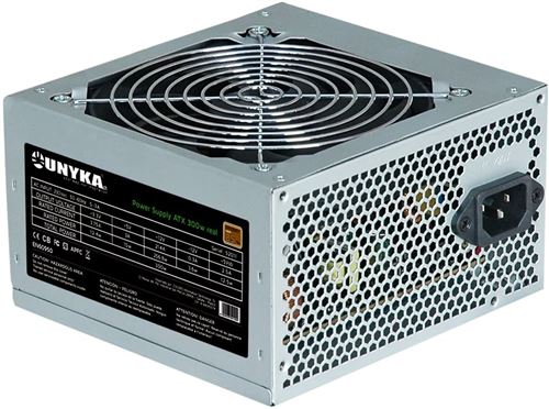 UNYKAch ATX 300W unité d'alimentation d'énergie Argent - Unités d'alimentation d'énergie (300 W, 230 V, 50/60 Hz, Actif, 3,3 A, 21,4 A)